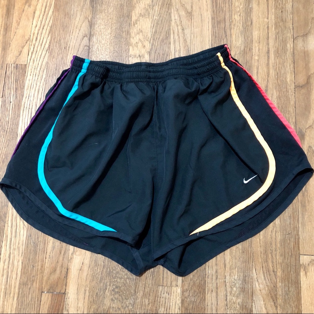 Black + Multicolor Piping Nike Tempo Shorts